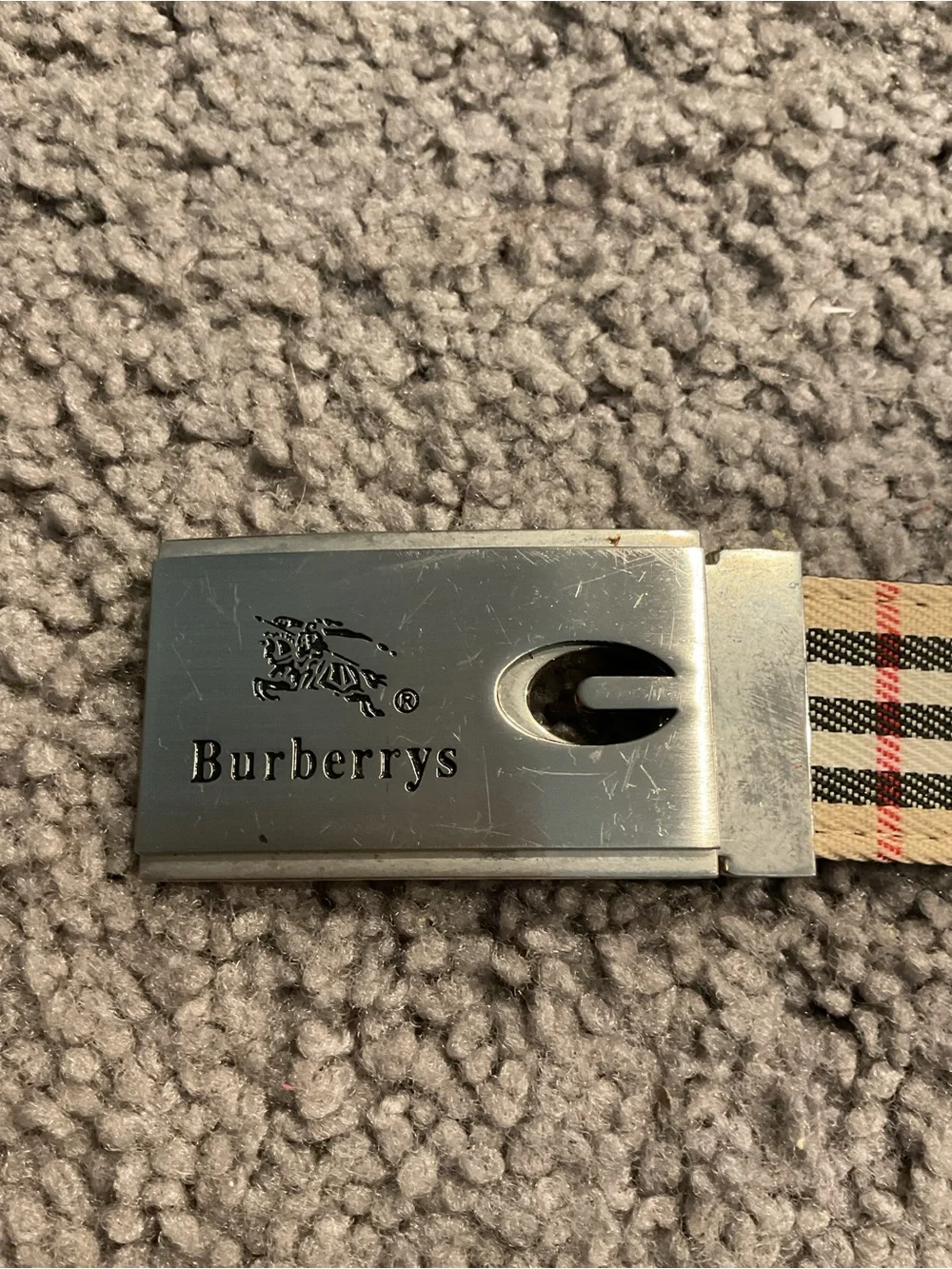 Burberry Vintage Plaid Nova Check Canvas Belt & Buckle Y2K Preppy